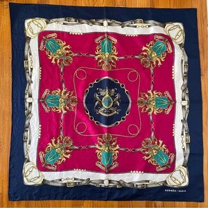 Hermes Scarf equestrian square horse bit Americana swords crest royalty rope